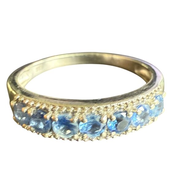 Blue Spinel Sterling Silver Band Ring With Intricate Detailing - Picture 1 of 7